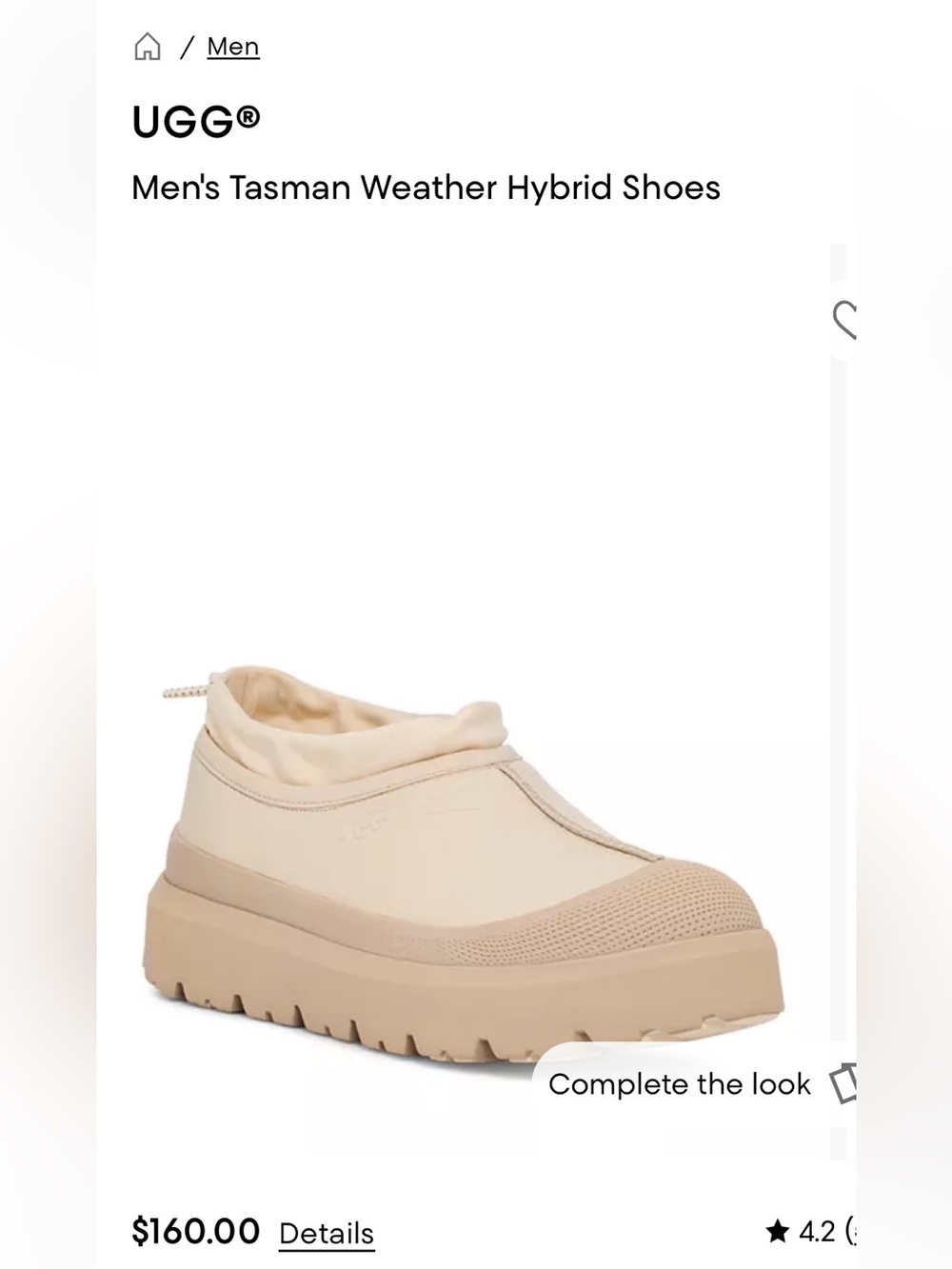 UGG Men’s Tasman Weather Hybrid in Cream